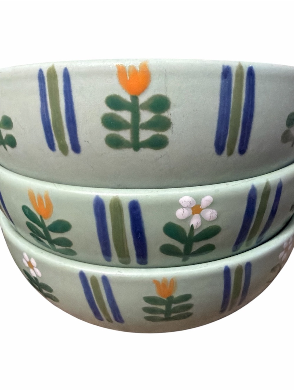 Vtg Studio Nova Flora Green Ceramic bowl/cup set  - Sage Green Finish